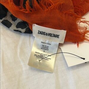 Zadig & Voltaire Orange Leopard Scarf